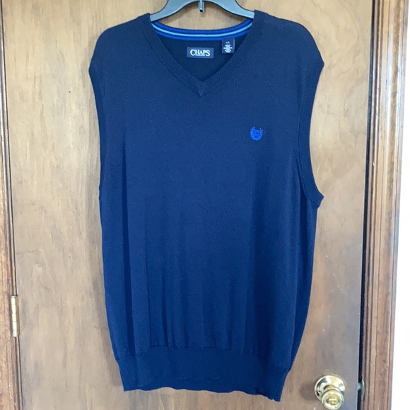 Relisted Chaps sweater vest  navy blue cotton lighter weight size L - Picture 5 of 12